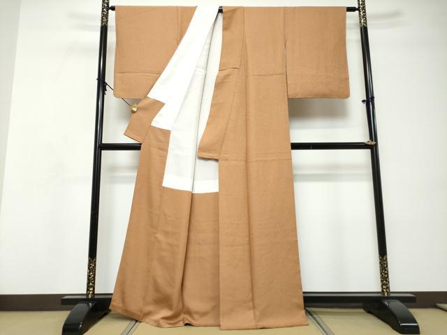 平和屋着物●上質な色無地　紋意匠　江戸茶色　正絹　逸品　DABI9133ud