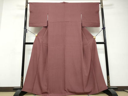 平和屋着物●上質な色無地　小豆色　正絹　逸品　DABI9134ud
