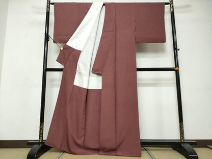 平和屋着物●上質な色無地　小豆色　正絹　逸品　DABI9134ud