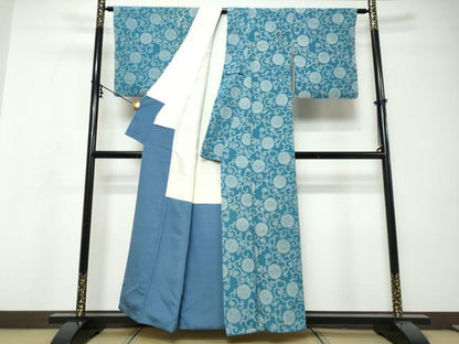 平和屋着物●上質な小紋　菊唐草文　正絹　逸品　DABI9135ud