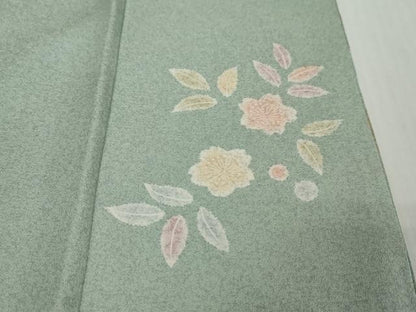 平和屋着物●訪問着　駒刺繍　地紙草花文　暈し染め　金彩　正絹　逸品　DABI9136ud