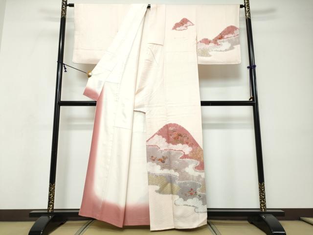 平和屋着物●訪問着　絞り　刺繍　草花籬文　金彩　正絹　逸品　DABI9137ud