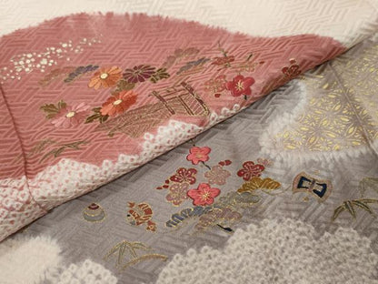 平和屋着物●訪問着　絞り　刺繍　草花籬文　金彩　正絹　逸品　DABI9137ud