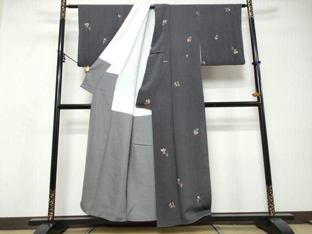 平和屋着物●上質な小紋　草花文　金彩　正絹　逸品　DABI9139ud