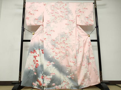 平和屋着物●訪問着　草花文　暈し染め　正絹　逸品　DABI9140ud