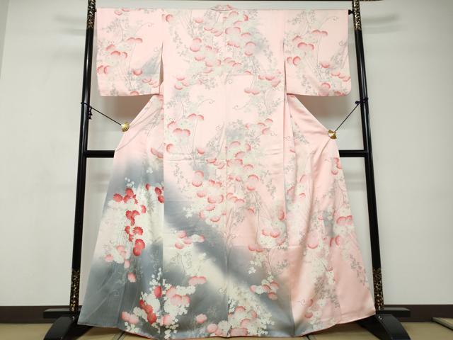 平和屋着物●訪問着　草花文　暈し染め　正絹　逸品　DABI9140ud