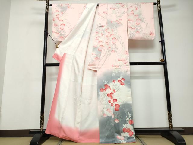 平和屋着物●訪問着　草花文　暈し染め　正絹　逸品　DABI9140ud
