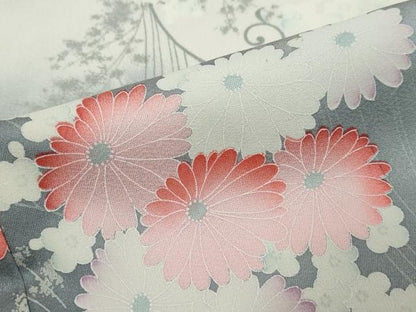 平和屋着物●訪問着　草花文　暈し染め　正絹　逸品　DABI9140ud