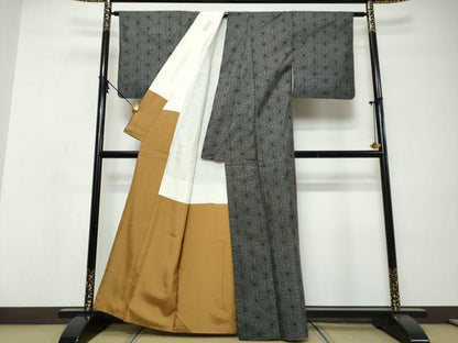 平和屋着物●本場大島紬　7マルキ　麻の葉文様　正絹　逸品　DABI9141ud