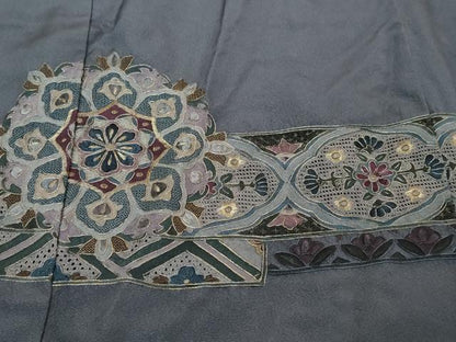 平和屋着物●中国三大刺繍　スワトウ刺繍　汕頭刺繍　訪問着　横段吉祥草花文　金糸　正絹　逸品　DABI9145ud