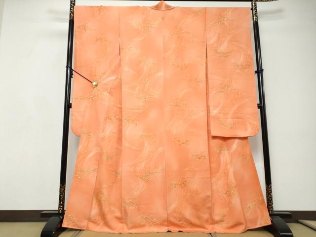 平和屋着物●豪華振袖　地紋起こし　立波文　正絹　逸品　DABI9146ud
