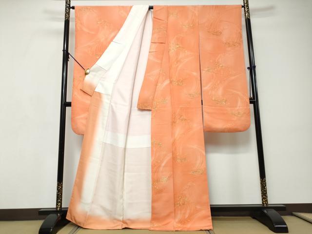 平和屋着物●豪華振袖　地紋起こし　立波文　正絹　逸品　DABI9146ud