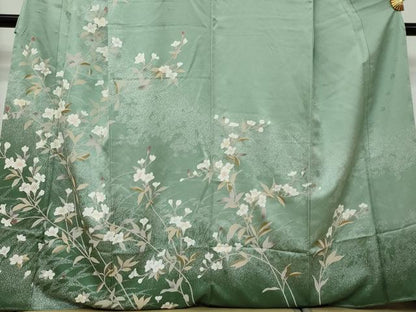 平和屋着物●訪問着　枝花文　暈し染め　金銀彩　正絹　逸品　未使用　DABI9147ud