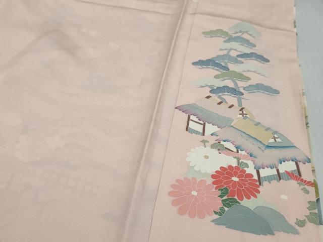平和屋着物●豪華振袖　作家物　飛鶴風景草花文　暈し染め　正絹　逸品　DABI9153ud
