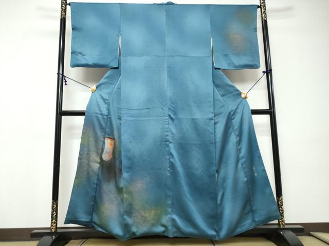 平和屋着物●人間国宝　福田喜三郎　訪問着　陶器文　暈し染め　金彩　正絹　逸品　DABI9154ud