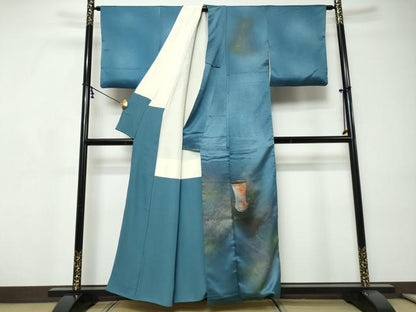 平和屋着物●人間国宝　福田喜三郎　訪問着　陶器文　暈し染め　金彩　正絹　逸品　DABI9154ud