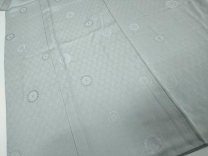 平和屋着物●上質な色無地　舞花地紋　湊鼠色　正絹　逸品　DABI9155ud