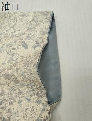 平和屋着物●訪問着　紬地　更紗花絵皿文　正絹　逸品　DABI9157ud