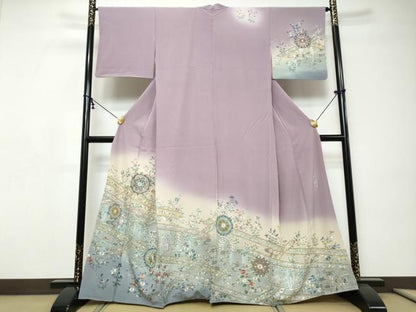 平和屋着物●中国三大刺繍　スワトウ刺繍　泰斗刺繍　総刺繍　訪問着　正倉院花文　暈し染め　正絹　逸品　DABI9161ud