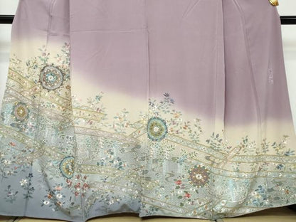 平和屋着物●中国三大刺繍　スワトウ刺繍　泰斗刺繍　総刺繍　訪問着　正倉院花文　暈し染め　正絹　逸品　DABI9161ud