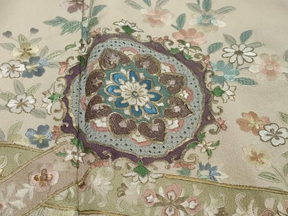 平和屋着物●中国三大刺繍　スワトウ刺繍　泰斗刺繍　総刺繍　訪問着　正倉院花文　暈し染め　正絹　逸品　DABI9161ud