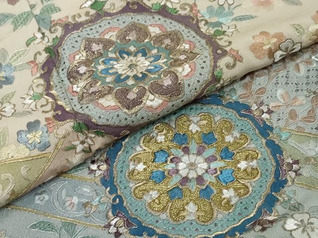 平和屋着物●中国三大刺繍　スワトウ刺繍　泰斗刺繍　総刺繍　訪問着　正倉院花文　暈し染め　正絹　逸品　DABI9161ud