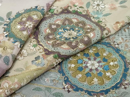平和屋着物●中国三大刺繍　スワトウ刺繍　泰斗刺繍　総刺繍　訪問着　正倉院花文　暈し染め　正絹　逸品　DABI9161ud