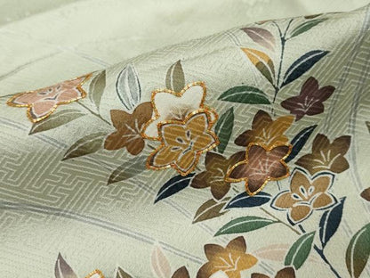 平和屋着物●訪問着　駒刺繍　草花文　金彩　上代45万　仮絵羽　正絹　逸品　未使用　DABI9162ud