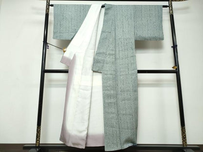 平和屋着物●名門　藤娘きぬたや・総絞り　杢目絞り　小紋　正絹　逸品　DABI9164ud