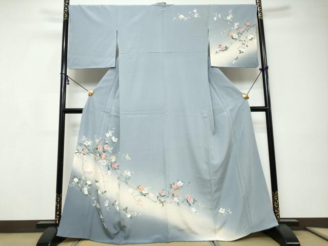 平和屋着物●訪問着　友禅　枝花文　暈し染め　正絹　逸品　DABI9165ud
