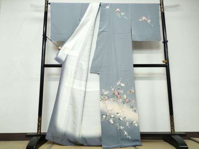 平和屋着物●訪問着　友禅　枝花文　暈し染め　正絹　逸品　DABI9165ud