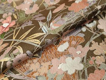 平和屋着物●訪問着　風景花鳥文　暈し染め　金彩　正絹　逸品　DABI9167ud