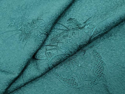 平和屋着物●中国三大刺繍　スワトウ刺繍　汕頭刺繍　総刺繍　無地絵羽訪問着　正倉院草花文　高麗納戸色　正絹　逸品　DABI9170ud