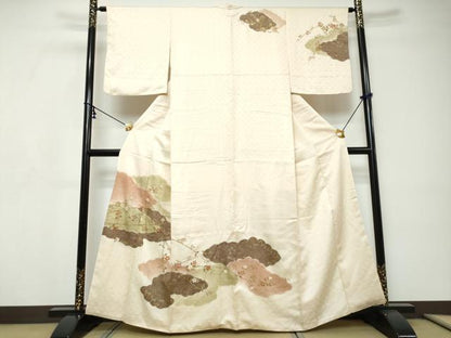 平和屋着物●訪問着　雲取り枝花文　金彩　正絹　逸品　DABI9171ud