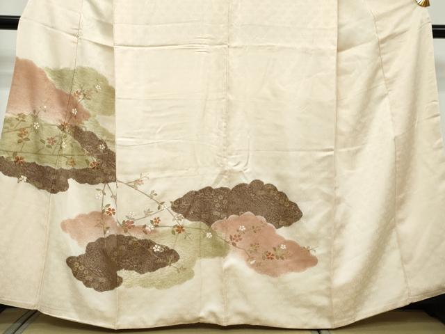 平和屋着物●訪問着　雲取り枝花文　金彩　正絹　逸品　DABI9171ud