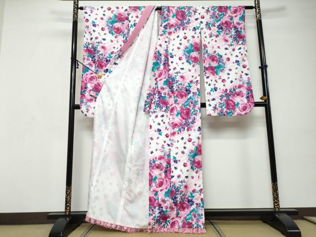 平和屋着物●mezzo piano　メゾピアノ　振袖　草花文　金彩　洗える着物　DABI9172ud