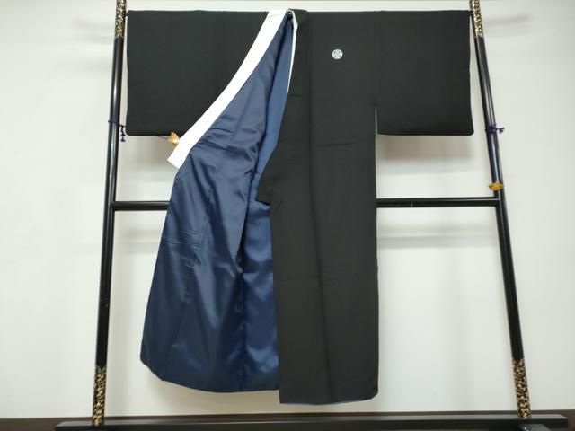 平和屋着物●男性　黒紋付　正絹　逸品　DABI9173ud