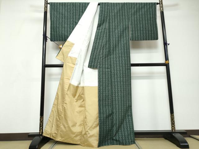 平和屋着物●越後花織紬　吉祥間道　正絹　逸品　DABI9174ud