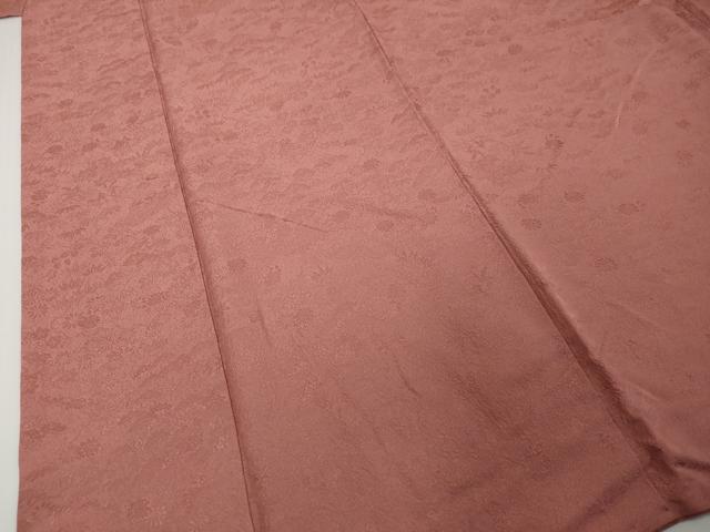 平和屋着物●上質な色無地　雲霞草花地紋　長春色　正絹　逸品　DABI9177ud