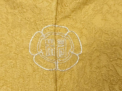 平和屋着物●上質な色無地　草花地紋　芥子色　正絹　逸品　DABI9178ud