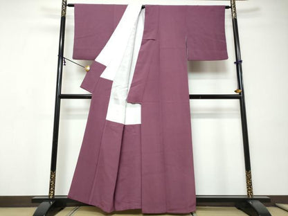 平和屋着物●上質な色無地　紫紺色　正絹　逸品　DABI9179ud