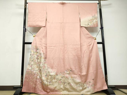 平和屋着物●訪問着　草花籬文　暈し染め　金彩　正絹　逸品　DABI9180ud