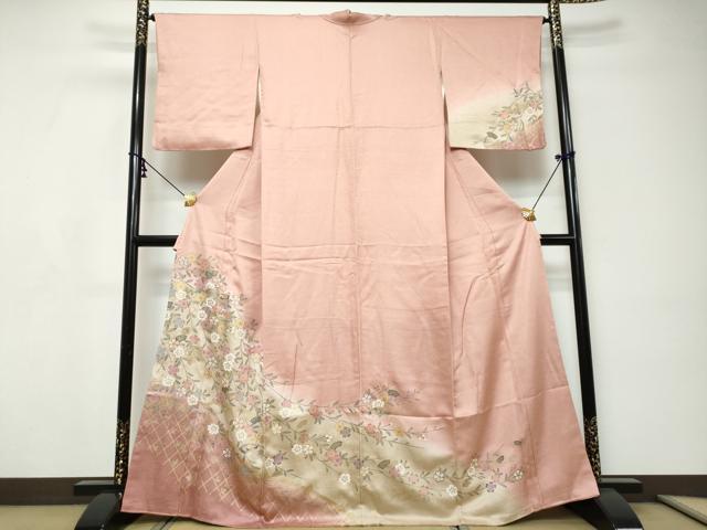 平和屋着物●訪問着　草花籬文　暈し染め　金彩　正絹　逸品　DABI9180ud