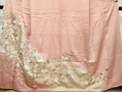 平和屋着物●訪問着　草花籬文　暈し染め　金彩　正絹　逸品　DABI9180ud