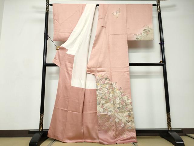 平和屋着物●訪問着　草花籬文　暈し染め　金彩　正絹　逸品　DABI9180ud
