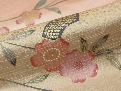 平和屋着物●訪問着　草花籬文　暈し染め　金彩　正絹　逸品　DABI9180ud