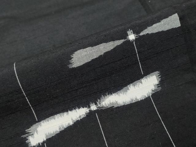 平和屋着物●上質な紬　竹とんぼ　黒地　正絹　逸品　DABI9182ud