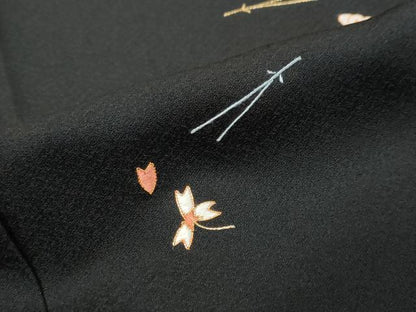 平和屋着物●訪問着　総刺繍　花籠文　黒地　金糸　正絹　逸品　未使用　DABI9183ud