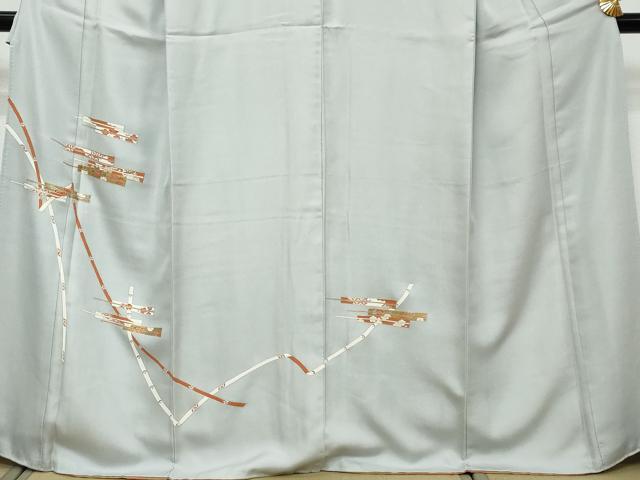平和屋着物●訪問着　駒刺繍　熨斗扇面草花文　金彩　正絹　逸品　DABI9195ud