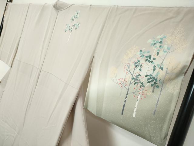平和屋着物●訪問着　友禅作家物　樹林文　暈し染め　正絹　逸品　DABI9197ud